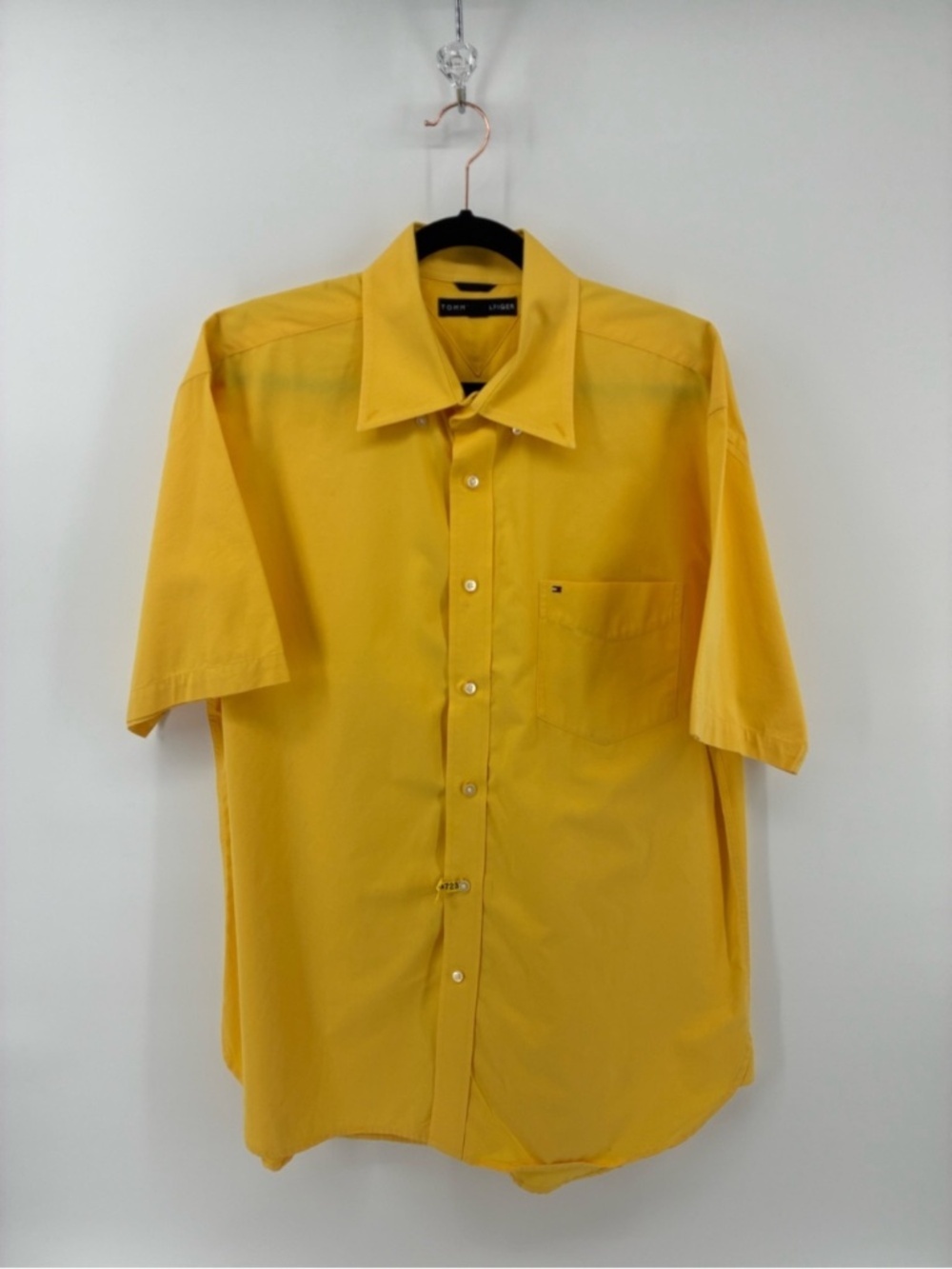 Tommy Hilfiger Men’s Yellow Short Sleeve Button-Up Shirt